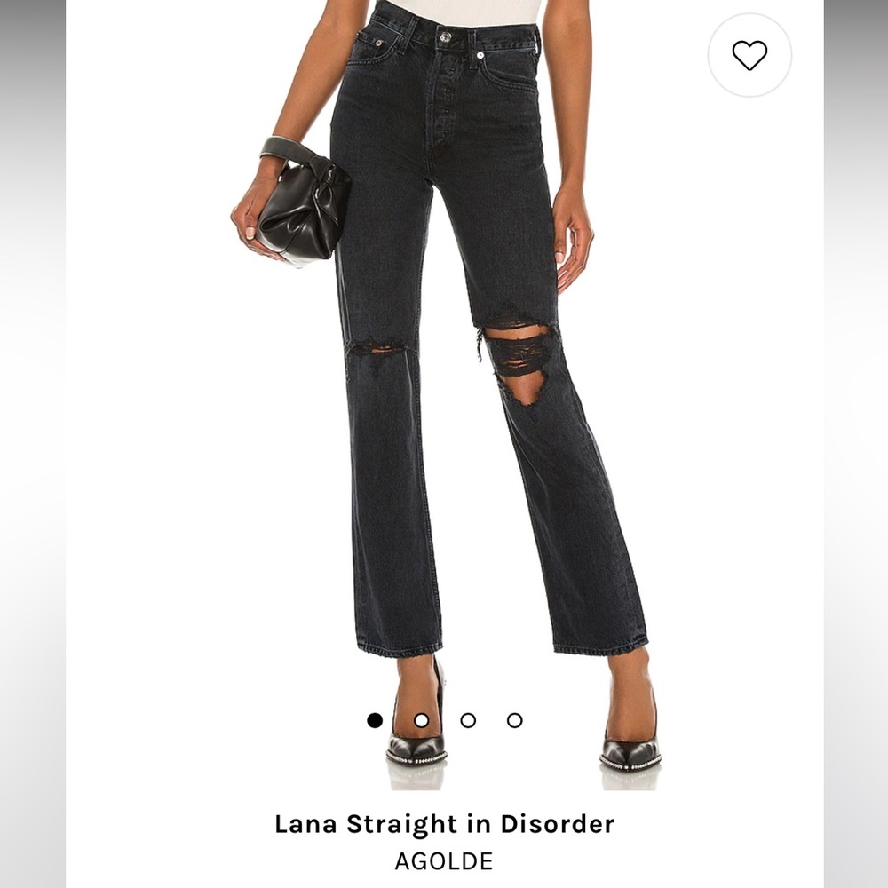 Agolde Black Distressed Lana Straight leg jeans